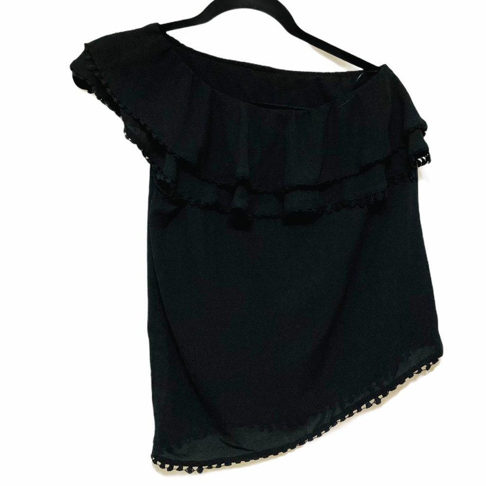 Aqua XS One Shoulder Ruffle Tiered Top - Picture 3 of 5